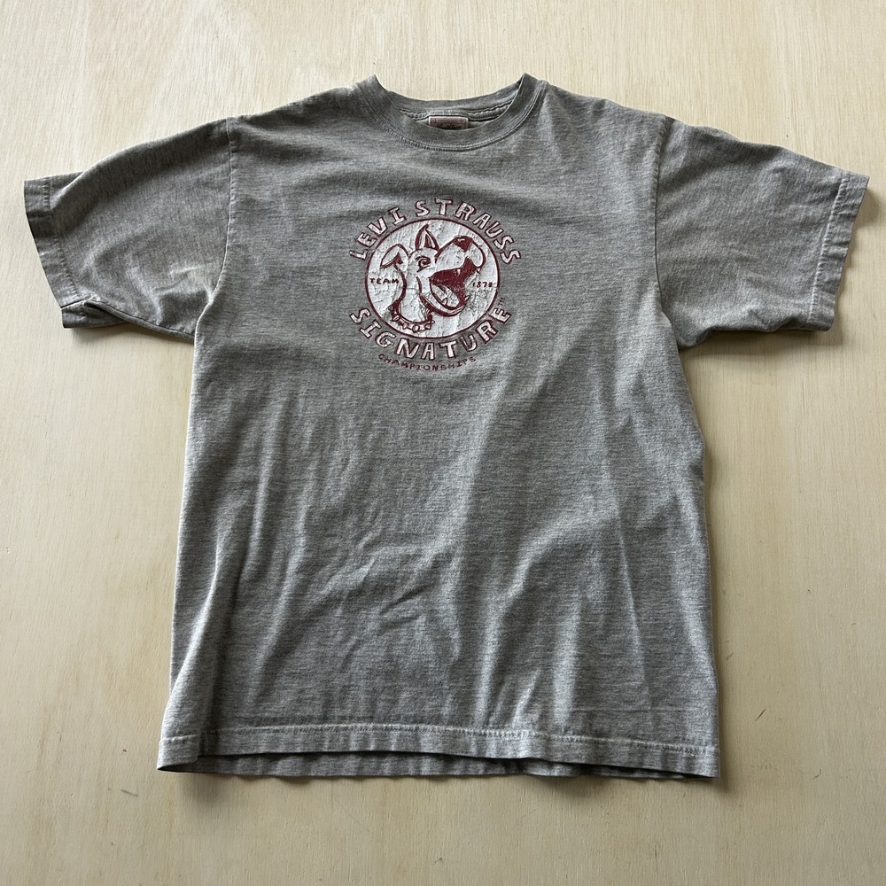 Y2K Levi Strauss Signature Shirt Youth XL 16-18 Gray Dog Championships‎ Tee